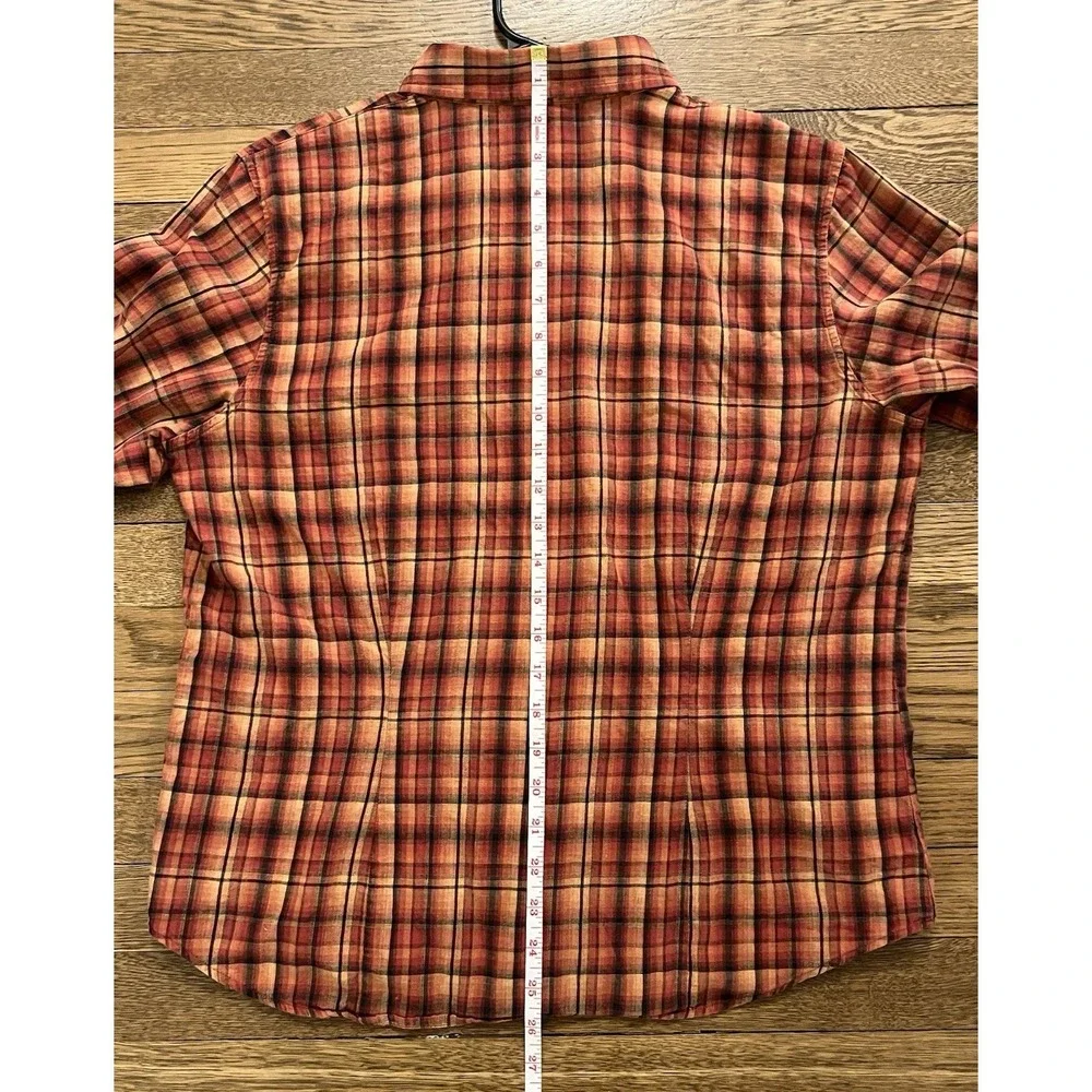Pendleton Womens 100% Cotton Red Orange Plaid Long Sleeve Shirt Medium - Picture 8 of 9